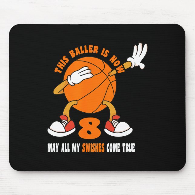 8 Year Old Happy 8th Birthday Basketball 8th Birth Mouse Mat (Front)