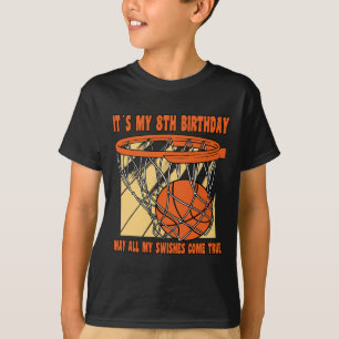 8 Year Old Happy 8th Birthday Basketball 8th Birth T-Shirt