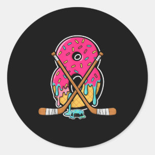 8 Year Old Hockey Ice Cream Drip Youth 8th Birthda Classic Round Sticker