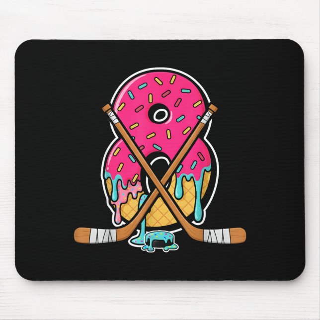 8 Year Old Hockey Ice Cream Drip Youth 8th Birthda Mouse Mat (Front)
