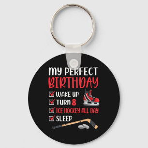 8 Year Old Ice Hockey Birthday Party 8th Boy Bday Key Ring