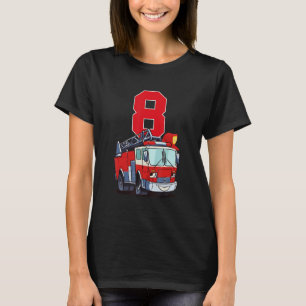 8 Year Old It's My 8th Birthday Boy Fire Truck Fir T-Shirt