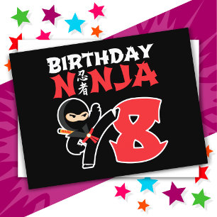 8 Year Old Karate Ninja Party Kids 8th Birthday Postcard