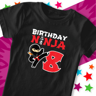 8 Year Old Karate Ninja Party Kids 8th Birthday T-Shirt