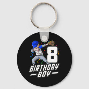 8 Year Old Kids Boys 8th Birthday Baseball Dabbing Key Ring