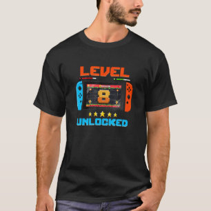 8 Year Old Level 8 Unlocked 8th Birthday Boy Video T-Shirt