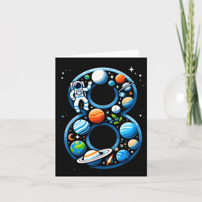 8 Year Old Outer Space Astronaut 8th Birthday Boy Card (Front)