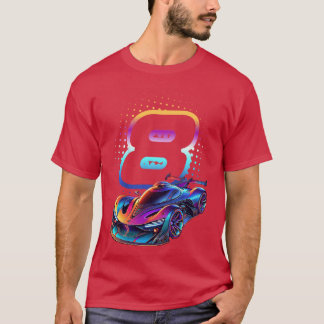 8 Year Old Race 8th Birthday Futuristic Racing Rac T-Shirt