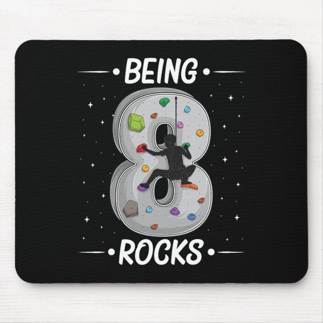 8 Year Old Rock Climbing 8th Birthday Adventures C Mouse Mat (Front)