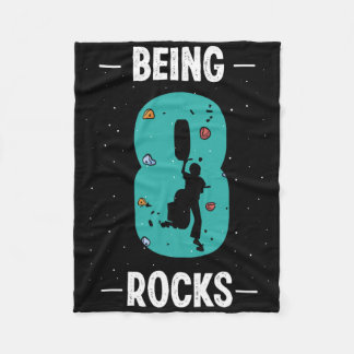 8 Year Old Rock Climbing 8th Birthday Child Climbe Fleece Blanket