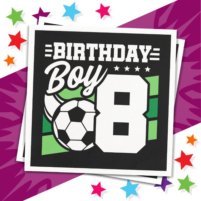 8 Year Old Soccer Football Party 8th Birthday Boy Napkin (Creator Uploaded)