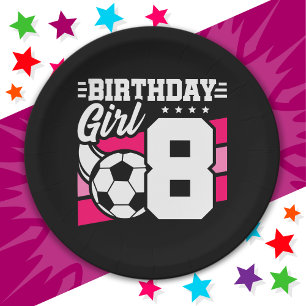 8 Year Old Soccer Football Party 8th Birthday Girl Paper Plate
