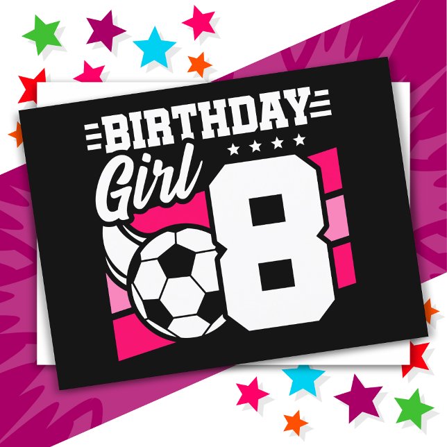8 Year Old Soccer Football Party 8th Birthday Girl Postcard (Creator Uploaded)