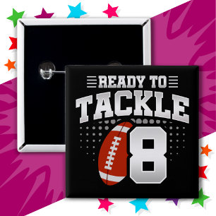 8 Year Old Tackle Football Party Kids 8th Birthday 15 Cm Square Badge