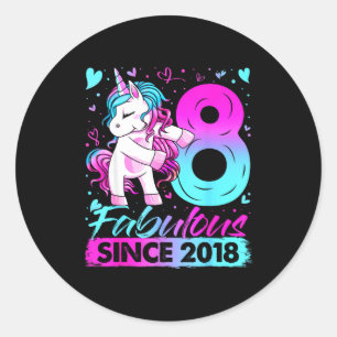 8 Year Old Unicorn For Girls 8th Birthday Girl Par Classic Round Sticker