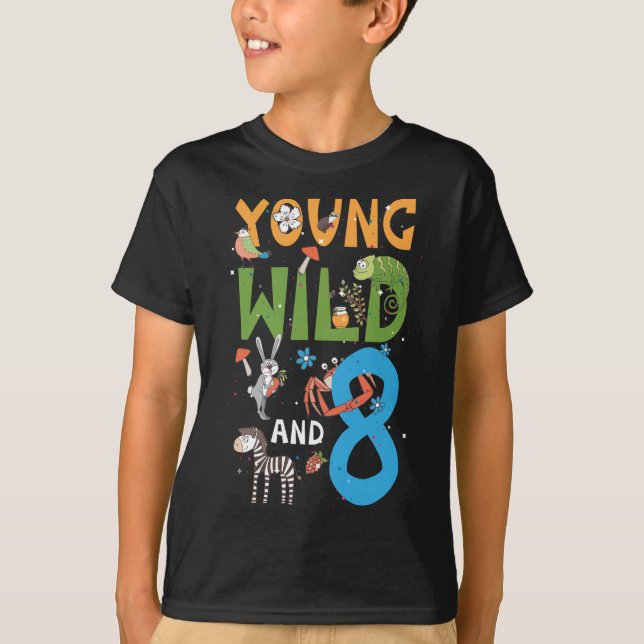 8 Year Old Zoo Birthday Safari Jungle Animal 2nd T-Shirt (Front)