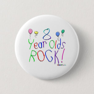 8 Year Olds Rock! Button