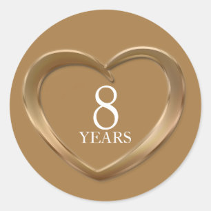 8 years bronze anniversary heart stickers