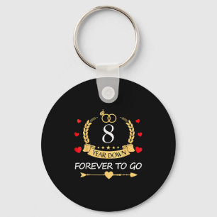 8 Years Down Forever To Go Couple 8th Wedding Anni Key Ring