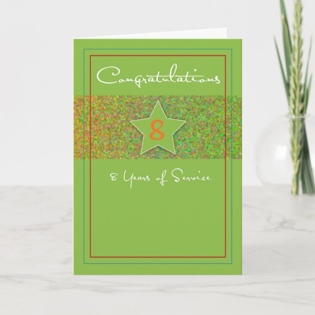 8 Years Employee Anniversary, Service Star Card (Front)