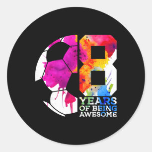 8 Years Of Being Awesome Soccer 8th Birthday _1 Classic Round Sticker