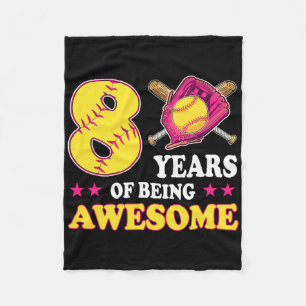 8 Years Of Being Awesome Softll Girl 8th Birthday Fleece Blanket