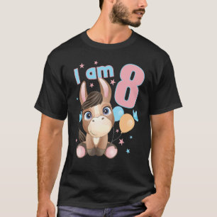 8 Years Old 8 Birthday Outfit Boy Girl Cute Horse T-Shirt