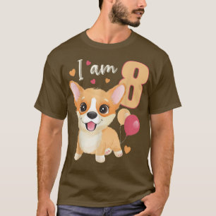 8 Years old 8 birthday outfit Boy girl Dog Corgi T-Shirt