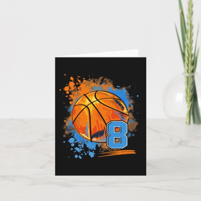 8 Years Old 8th Birthday Basketball  Card (Front)