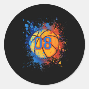 8 Years Old 8th Birthday Basketball Gift For Boys  Classic Round Sticker