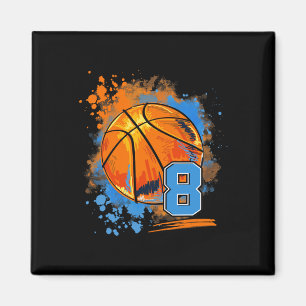 8 Years Old 8th Birthday Basketball  Magnet
