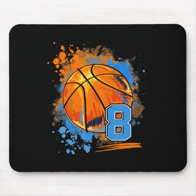 8 Years Old 8th Birthday Basketball  Mouse Mat (Front)