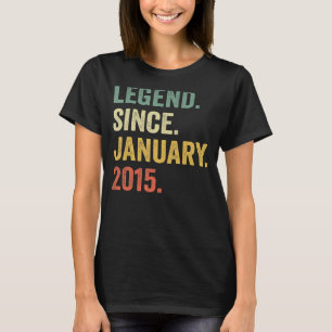 8 Years Old  8th Birthday Boy Legend Since January T-Shirt