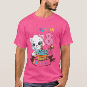 8 Years Old 8th Birthday Girls Cute Cat Awesome Si T-Shirt