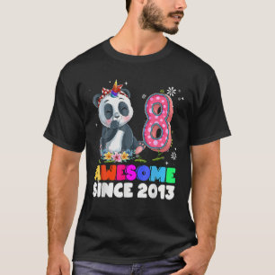 8 Years Old 8Th Birthday Panda Unicorn Girl Party T-Shirt