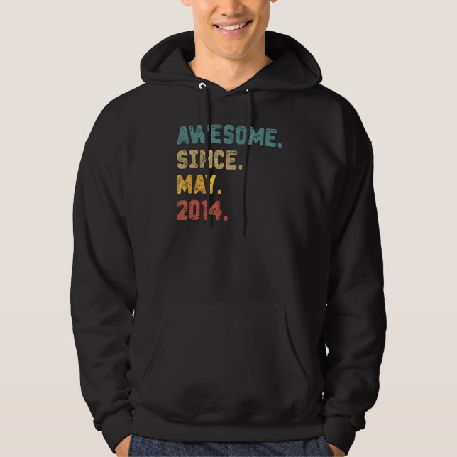 8 Years Old  Awesome Since May 2014 8th Birthday Hoodie (Front)