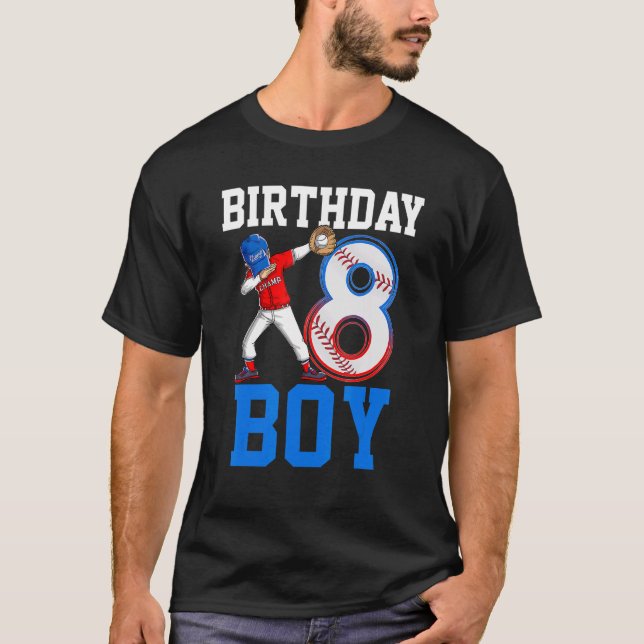 8 Years Old Baseball Themed 8th Birthday Party Spo T-Shirt (Front)