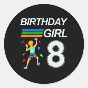 8 Years Old Birthday Bouldering Rock Climbing For  Classic Round Sticker