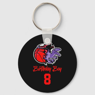 8 Years Old Birthday Boy For Basketball And Dinosa Key Ring