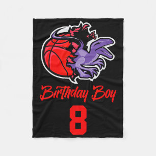 8 Years Old Birthday Boy For Bysketbyll And Dinosa Fleece Blanket