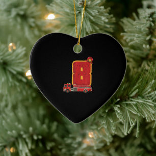 8 Years Old Birthday Boy Gifts Firefighter Ceramic Tree Decoration