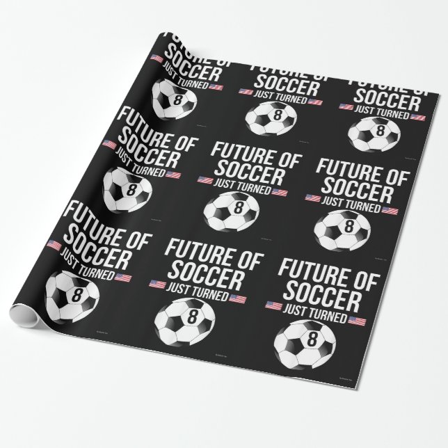 8 Years Old Birthday Gift for Soccer boys Wrapping Paper (Unrolled)