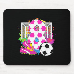 8 Years Old Birthday Girl 8th Birthday Soccer Them Mouse Mat