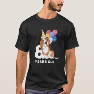 8 years old boy girl love dog pet Basset Hound bir T-Shirt