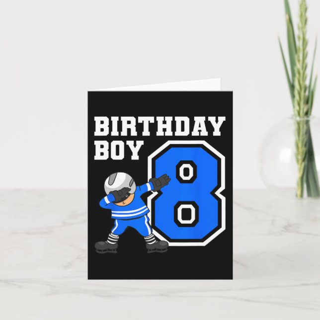 8 Years Old Boy Ice Hockey Player 8th Birthday Kid Card (Front)