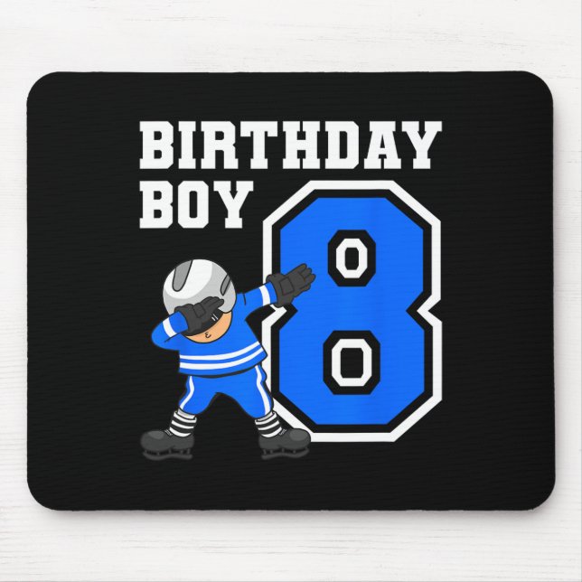 8 Years Old Boy Ice Hockey Player 8th Birthday Kid Mouse Mat (Front)