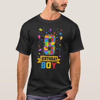 8 Years Old Building Blocks 8th Birthday Boy Maste T-Shirt