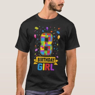 8 Years Old Building Blocks 8th Birthday Girl Mast T-Shirt