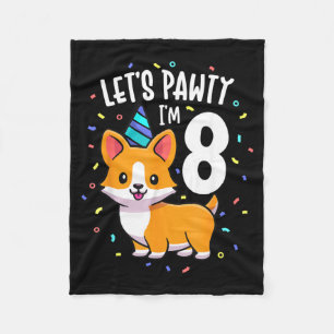 8 Years Old Corgi Dog Lover 8th Birthday Party Fleece Blanket