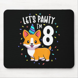8 Years Old Corgi Dog Lover 8th Birthday Party Mouse Mat